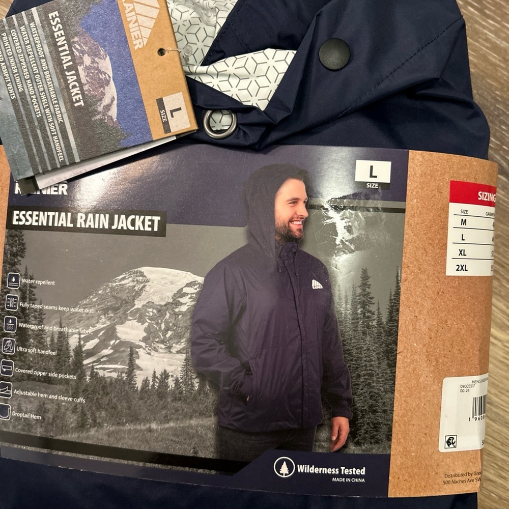 Ranier Dark Blue Essential Rain Jacket/Raincoat sz L